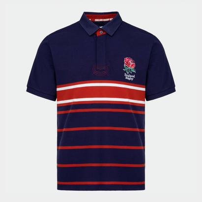 RFU England Striped Polo Shirt Mens