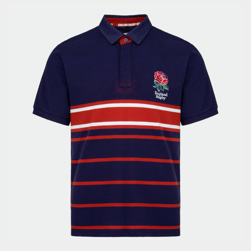 RFU England Striped Polo Shirt Mens