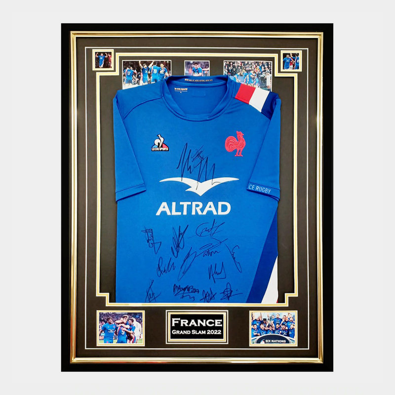 Lovell Rugby Signed France Rugby Shirt Framed - Grand Slam 2022 Jersey