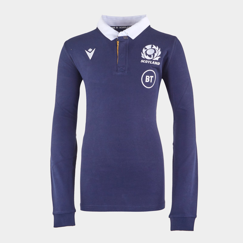 Schottland Rugby Langärmelig Team Trikot Herren Blau Fan Top Hemd Sportkleidung 