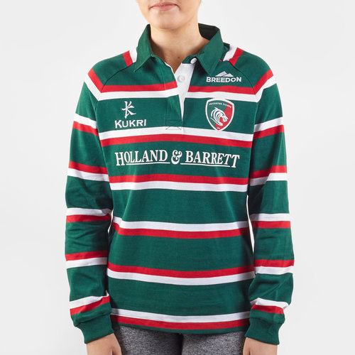 Leicester Tigers Rugby Shirt Women's Kukri Yarn Dye Classic LS Jersey Navy New 