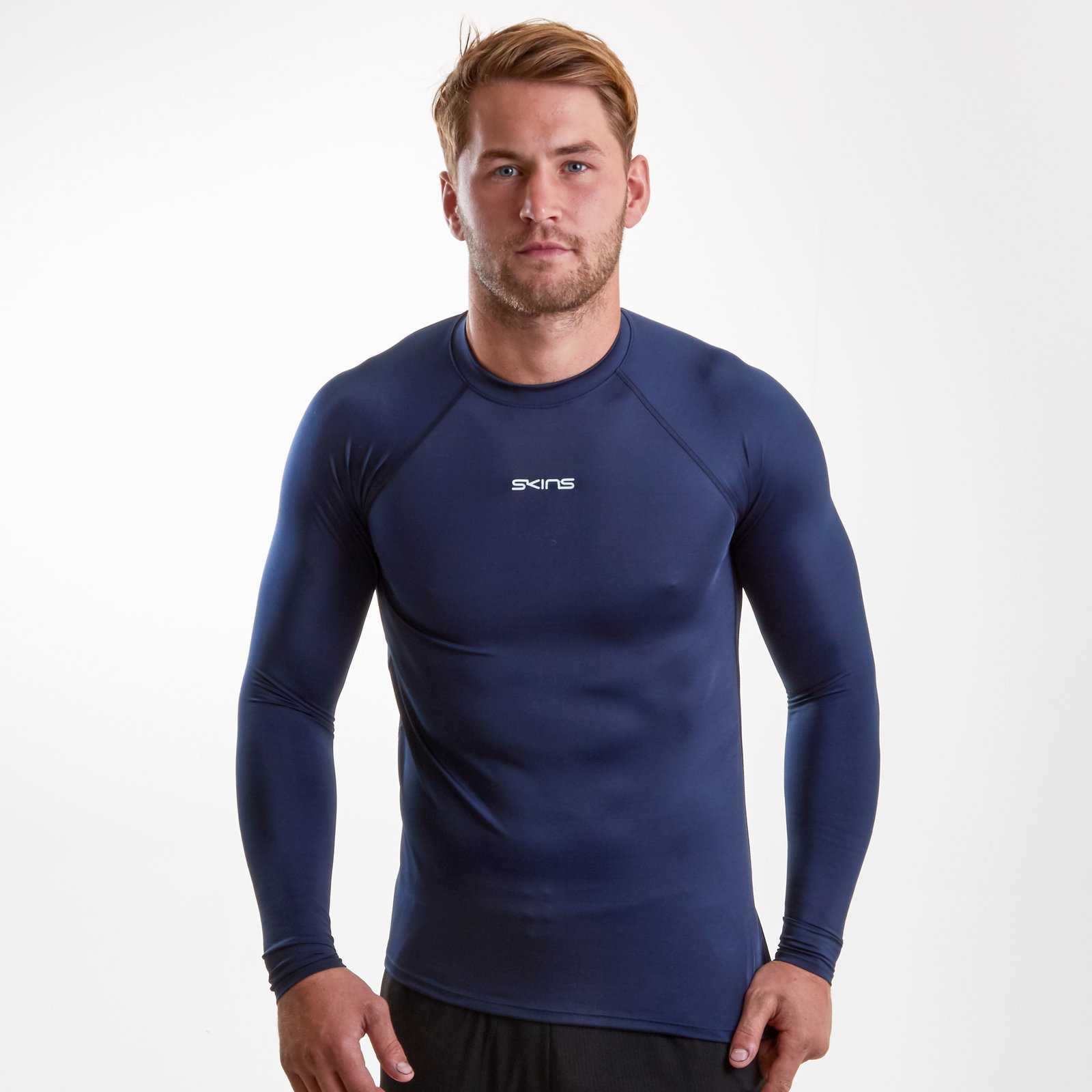 Skins Mens DNAmic Core Compression Long Sleeve Top Green Sports Running Gym